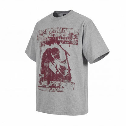 Rock Graphic Print Drop-Shoulder Oversize Short Sleeve T-Shirt WN27931
