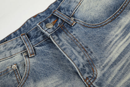 Washed Whisker Denim Half Jeans WN25790