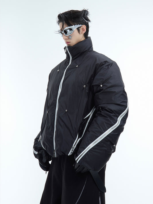 Multi-Zipper Deconstructed Oversize Puffer Jacket WN11628