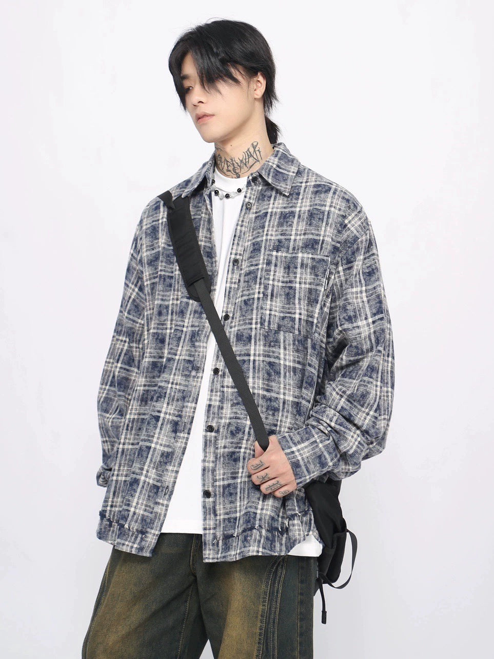 Washed Plaid Long Sleeve Shirt WN8736