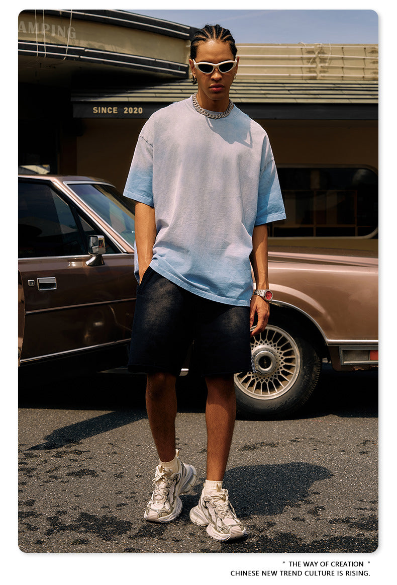 Washed Gradient Oversize Short Sleeve T-Shirt WN6070