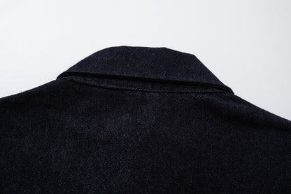 Washed Raw Denim Metal Buckle Jacket & Wide Leg Denim Jeans Setup WN23048