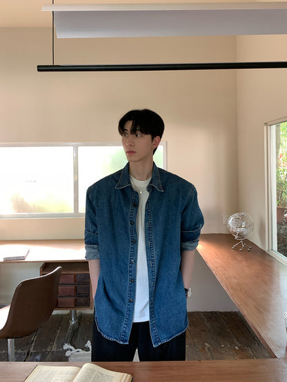 Oversize Denim Long Sleeve Shirt WN24934