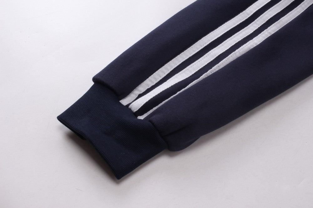 Stripe Zipper Hoodie & Wide Leg Drawstring Sweatpants Setup WN27993