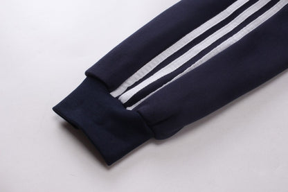 Stripe Zipper Hoodie & Wide Leg Drawstring Sweatpants Setup WN27993