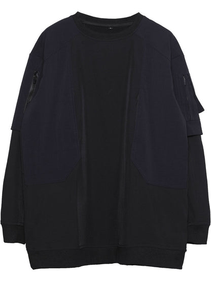 Patchwork Fake Layered Fleece Lining Knit Sweater WN22516