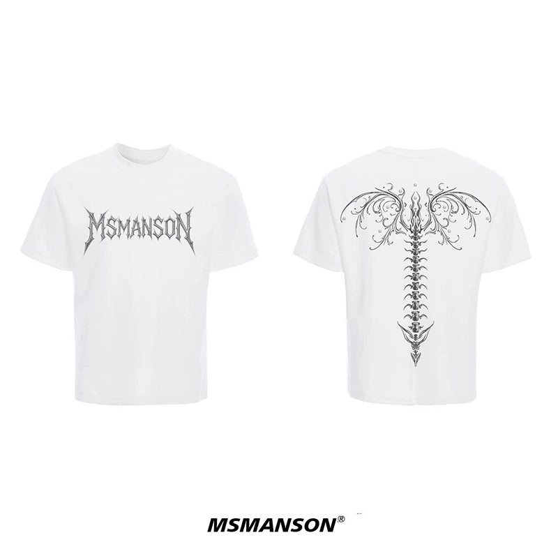 Dragon Spine Bone Design Print Short Sleeve T-Shirt WN18650