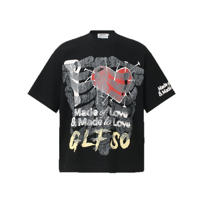 Skeleton Heart Graphic Short Sleeve T-Shirt WN26492