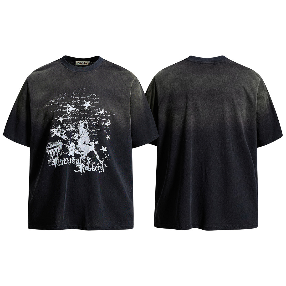 Washed Graphic Letter Print Short Sleeve T-Shirt WN25452
