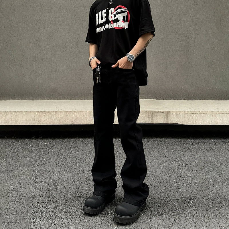 Longer hem Straight Denim Jeans WN19492