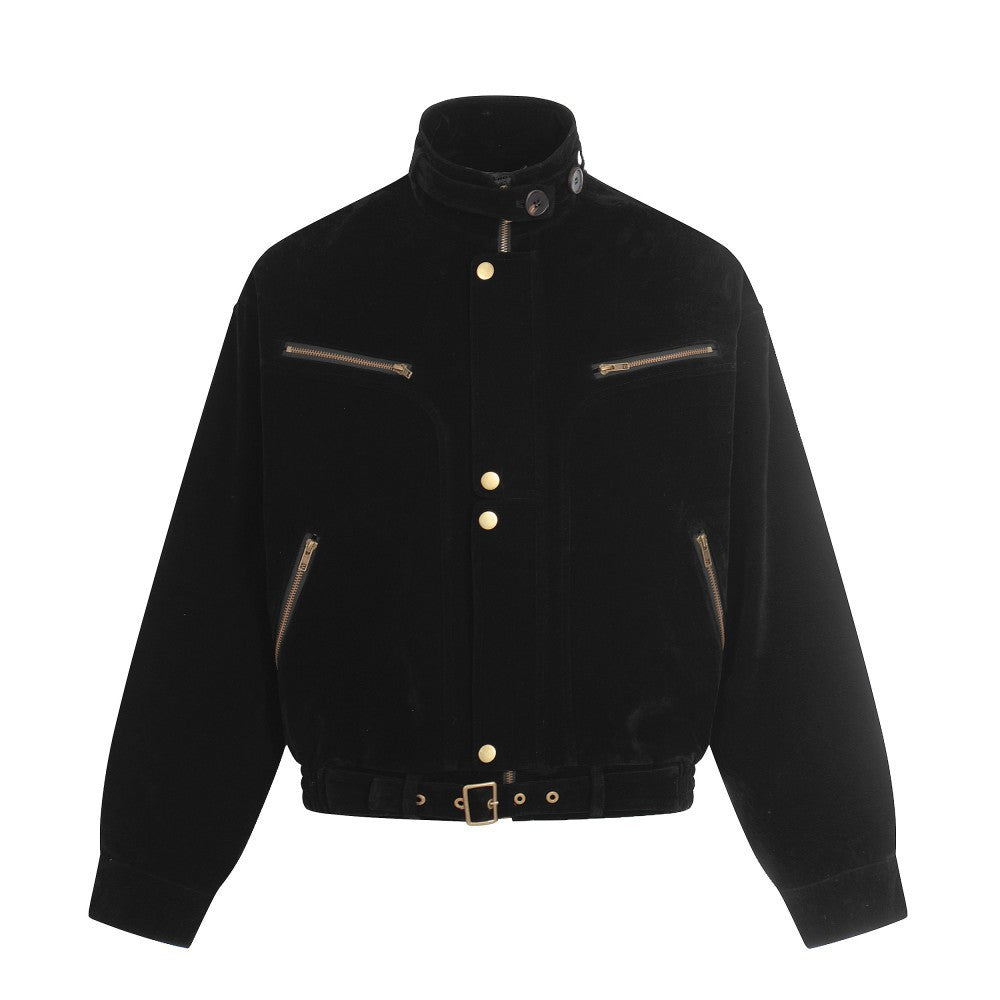 Suede Stand Neck Zipper Jacket WN27872