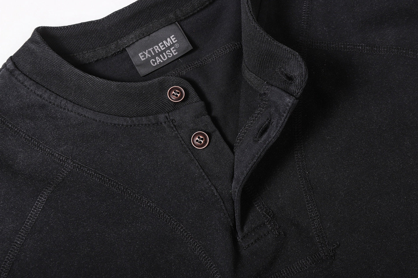 Semi-Open Collar Washed Short Sleeve T-Shirt WN25641