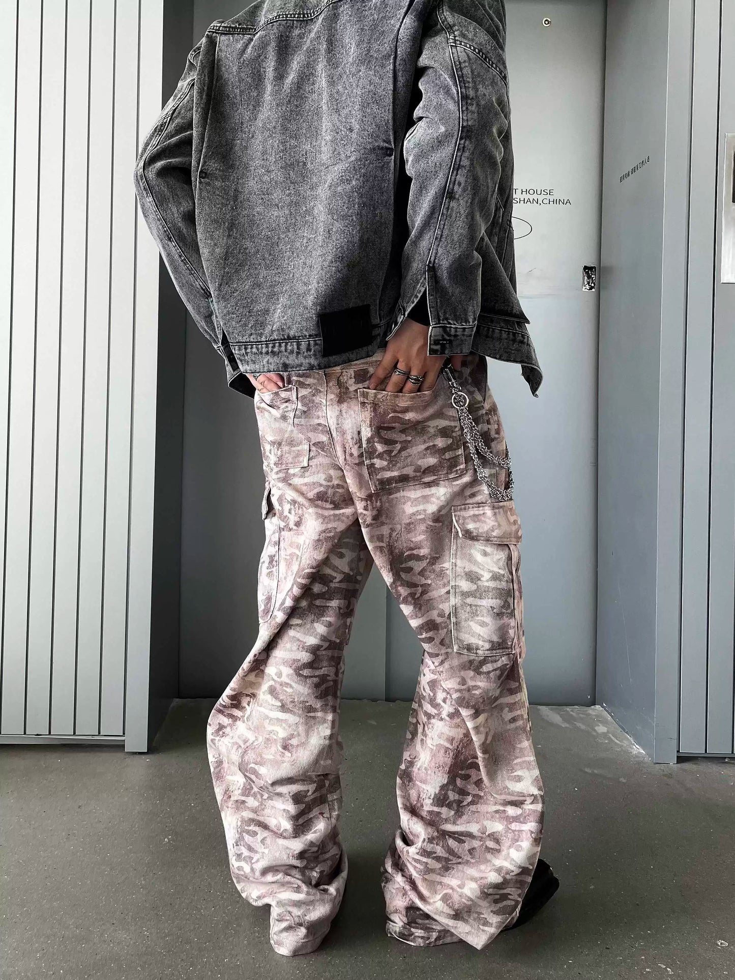 Camouflage Tie Dye Straight Leg Cargo Pants WN8252