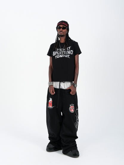 Crack Letter Short Sleeve T-Shirt WN26679