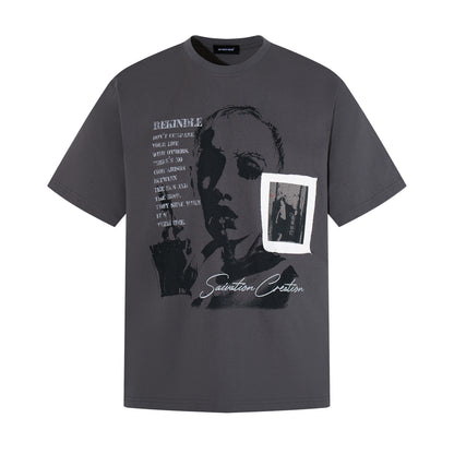 Portrait Letter Print Short Sleeve T-Shirt WN25459
