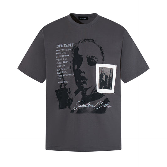 Portrait Letter Print Short Sleeve T-Shirt WN25459