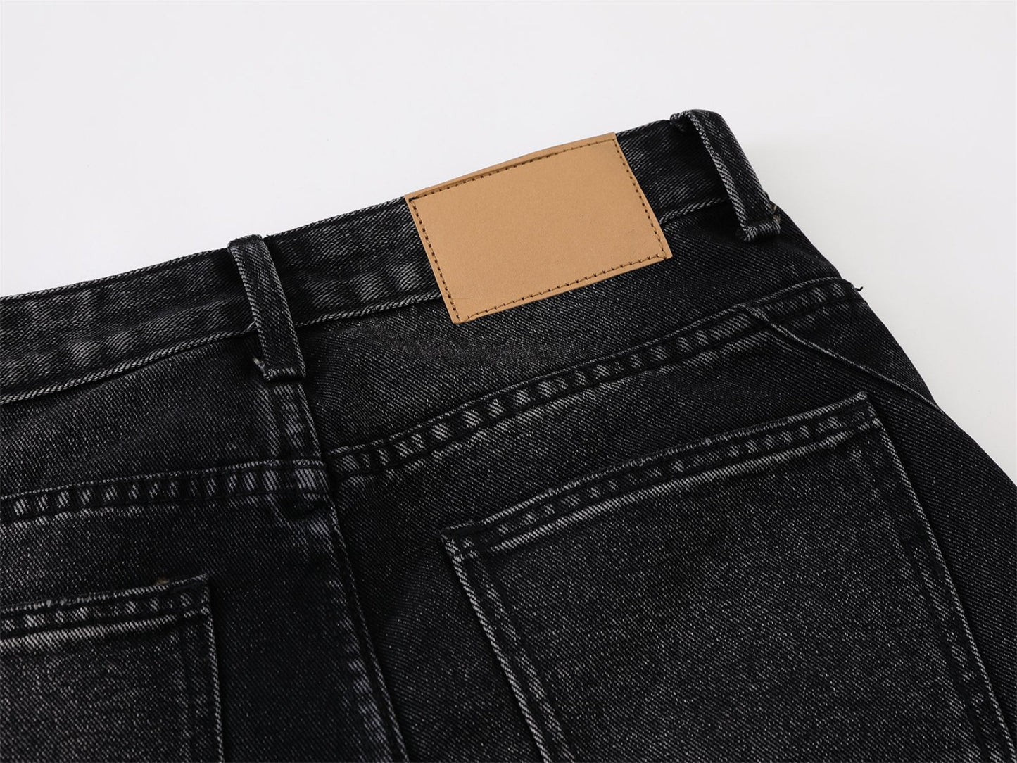 Whisker Paint Straight Denim Jeans WN26759