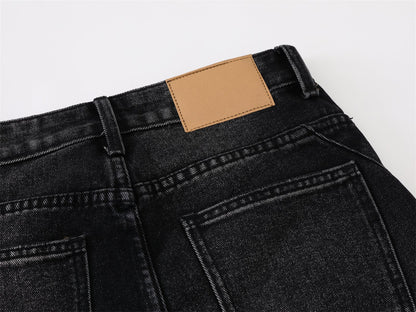 Whisker Paint Straight Denim Jeans WN26759