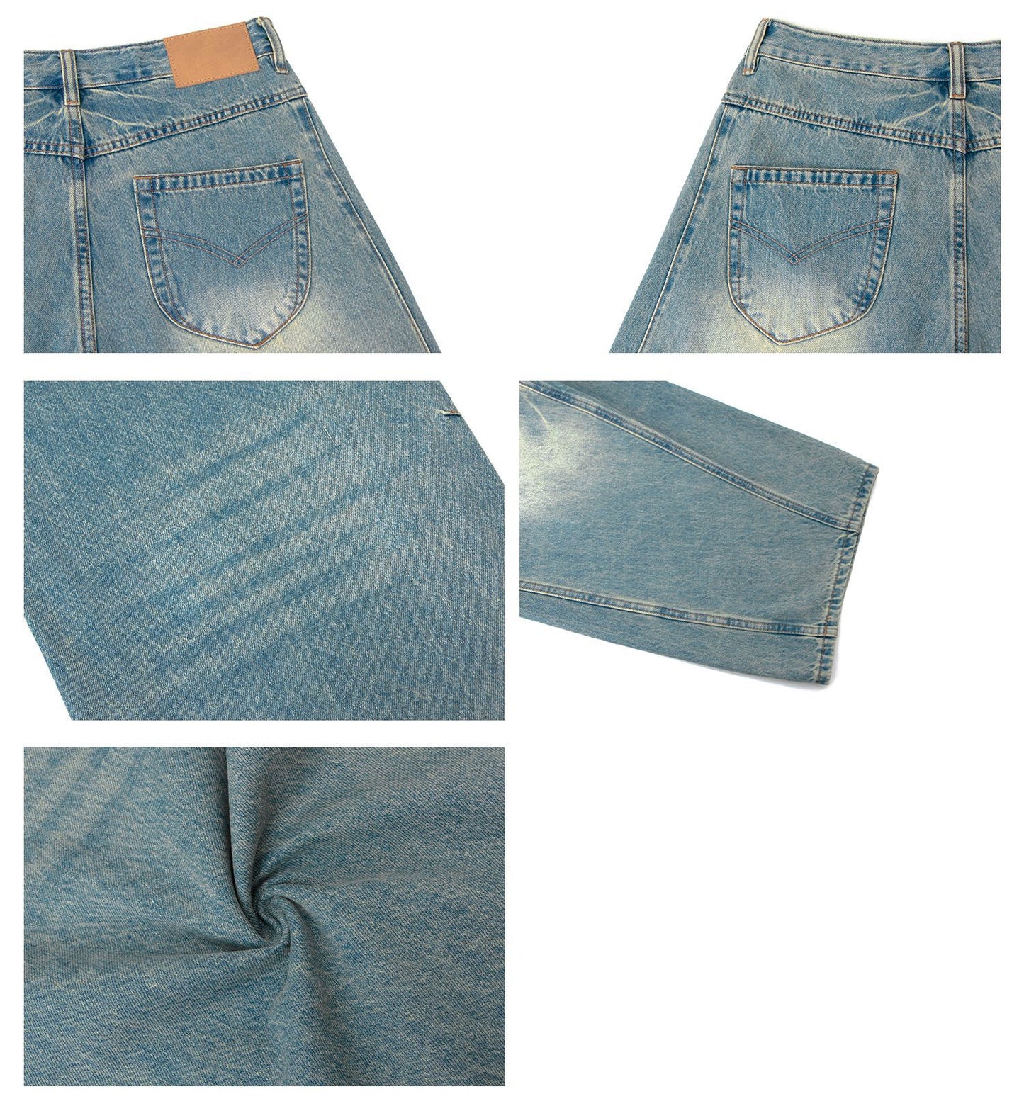Washed Curved-Leg Wide Leg Denim Jeans WN26337