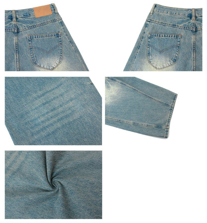 Washed Curved-Leg Wide Leg Denim Jeans WN26337