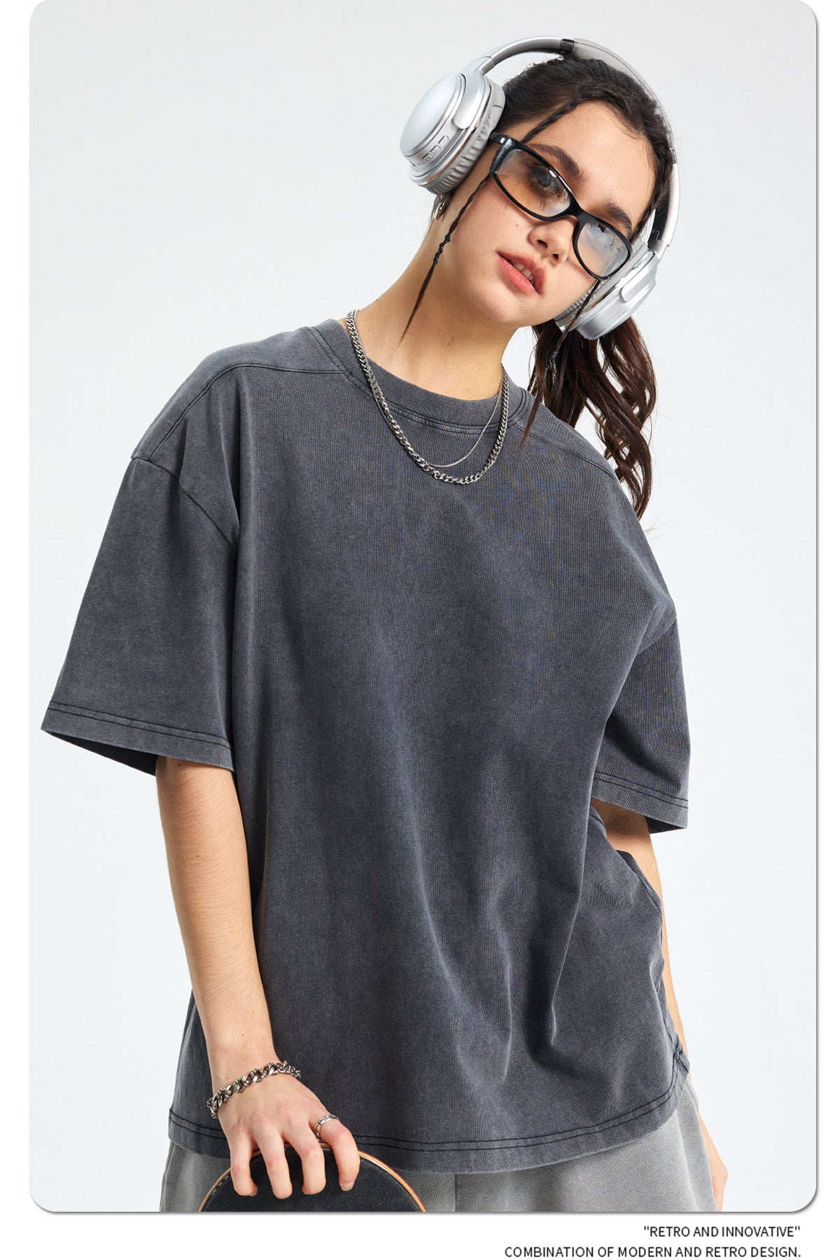 Washed Plain Oversize Short Sleeve T-Shirt WN16261