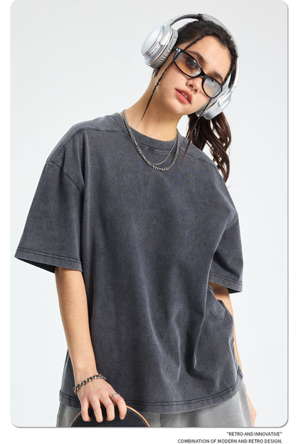 Washed Plain Oversize Short Sleeve T-Shirt WN16261