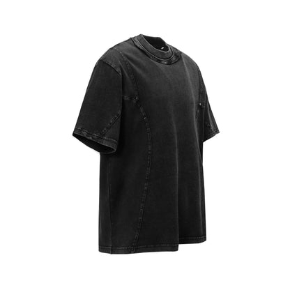 Heavy Washed Fade Stitching Short Sleeve T-Shirt WN25671