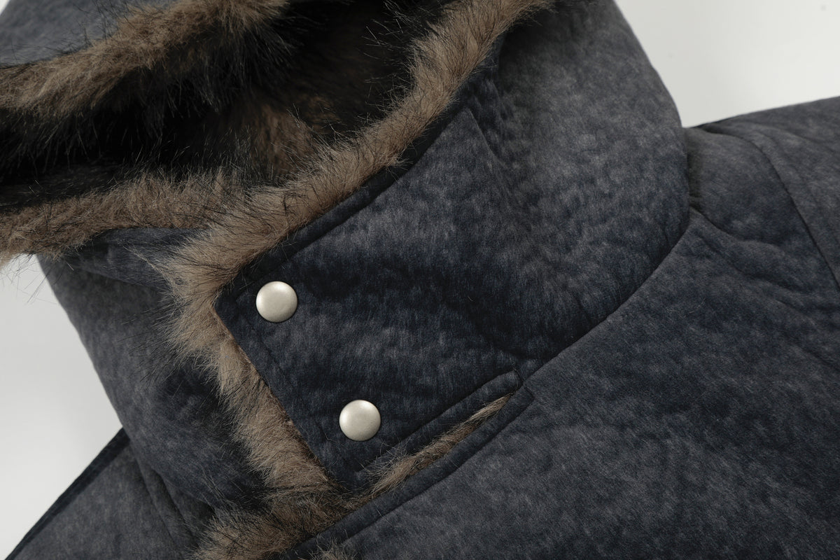 Deconstruction Fleece Lining Hooded Oversize Puffer Jacket WN27922