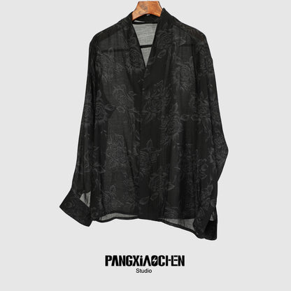 Floral Print Oversize Long Sleeve Shirt WN20495