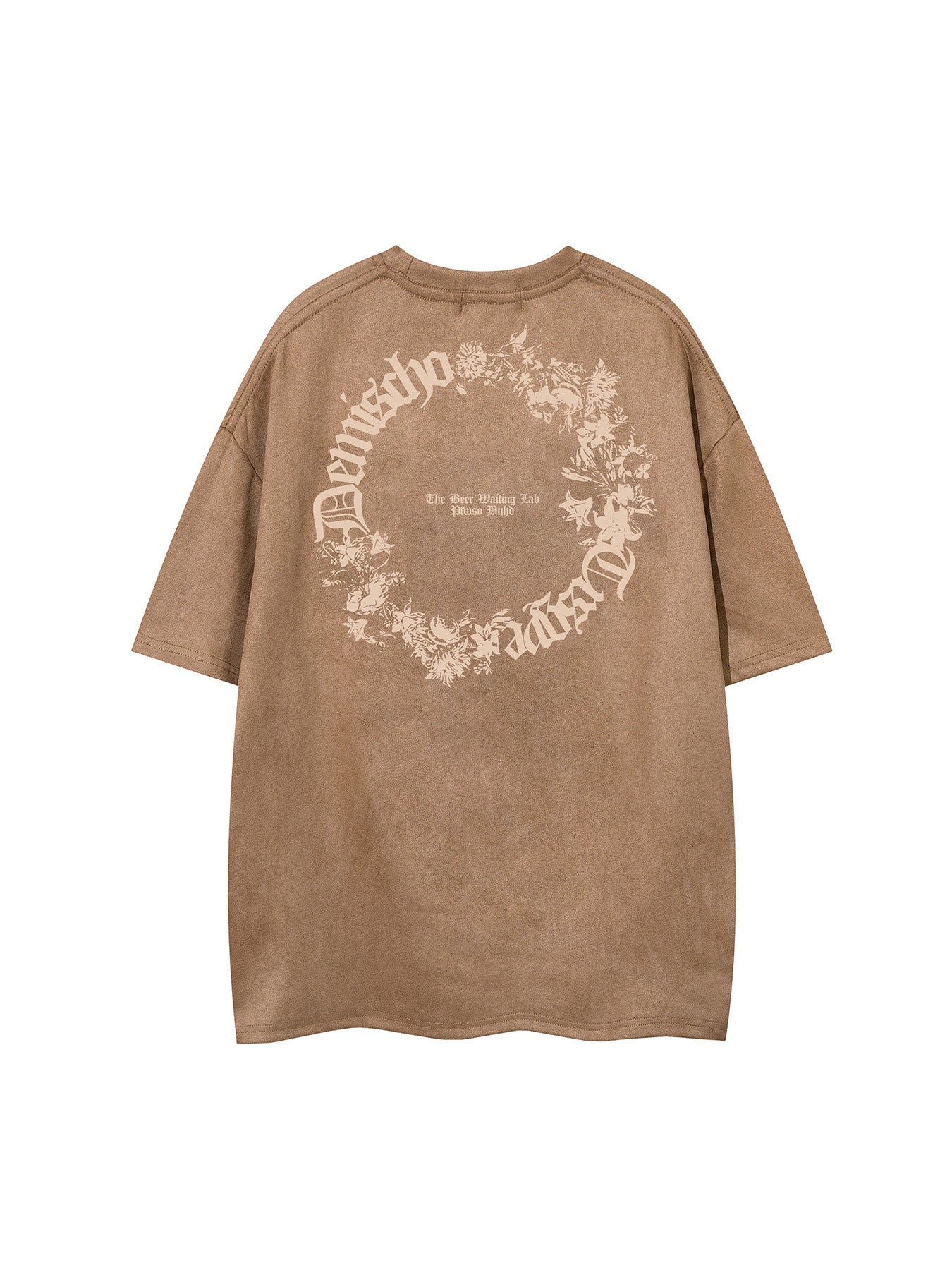 Suede Letter Print Short Sleeve T-Shirt WN25619