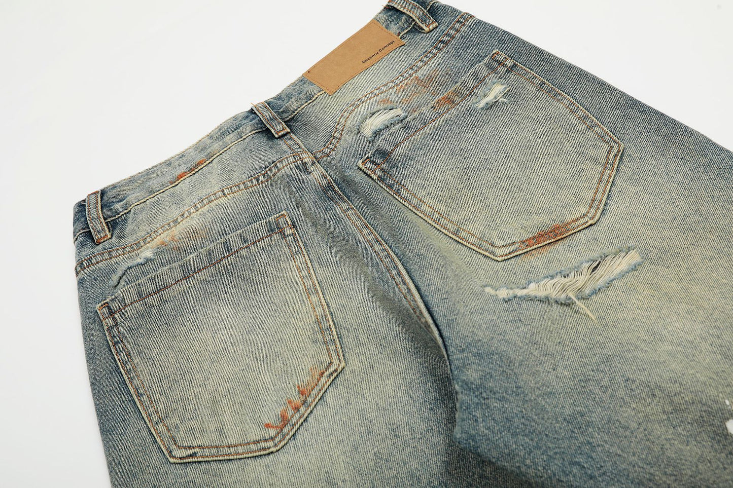Dirty Washed Damage Flare Denim Jeans WN26103