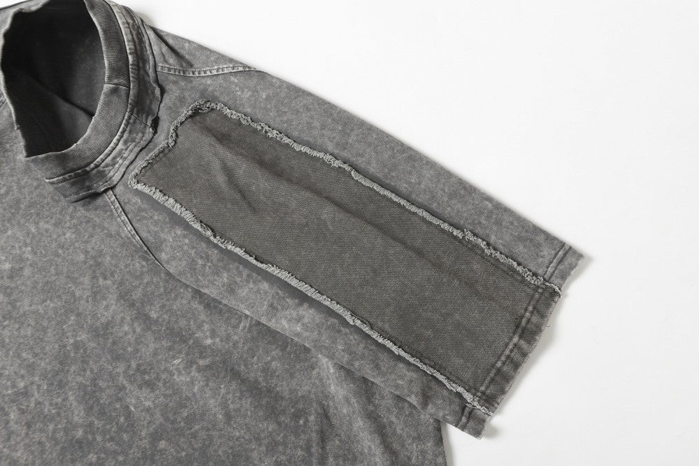Washed Fake Layered Pocket Detail Short Sleeve T-Shirt WN28028
