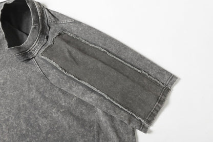 Washed Fake Layered Pocket Detail Short Sleeve T-Shirt WN28028