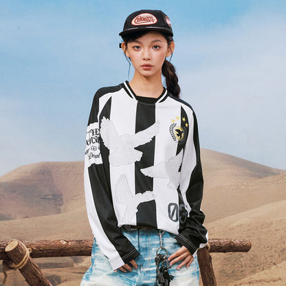 Lace Dove Print Sporty Oversize Long Sleeve T-Shirt WN23250