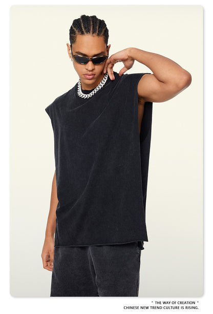 Washed Oversize Sleeveless T-Shirt WN6069