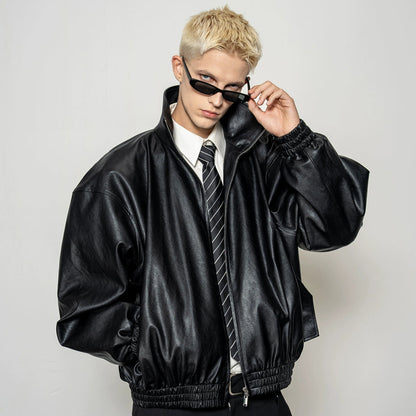 Glossy Design PU Leather Zipper Jacket WN20872