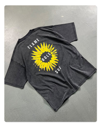 Washed Graphic Print Oversize Short Sleeve T-Shirt WN16249