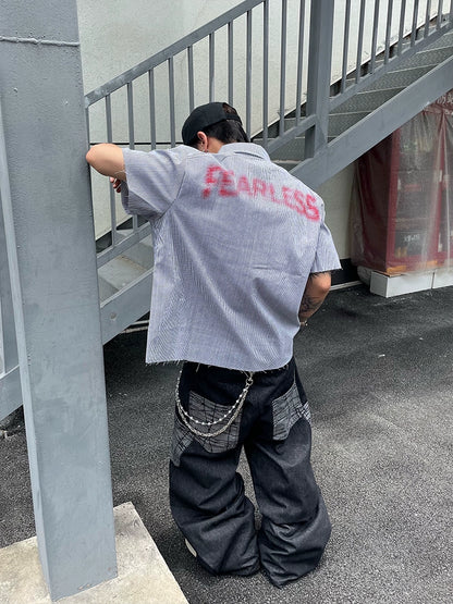 Striped Print Short Sleeve Shirt WN18831