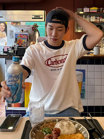 Letter Print Colorblock Oversize Short Sleeve T-Shirt WN20298