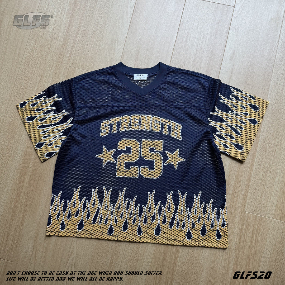 Flame Sports Letter Print Short Sleeve Shirt WN26484