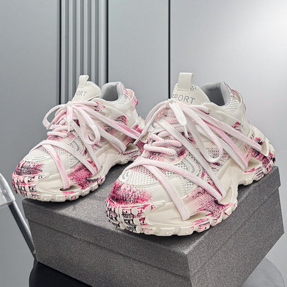 Paint Splash Rope Lace Chunky Sole Sneakers WN24627