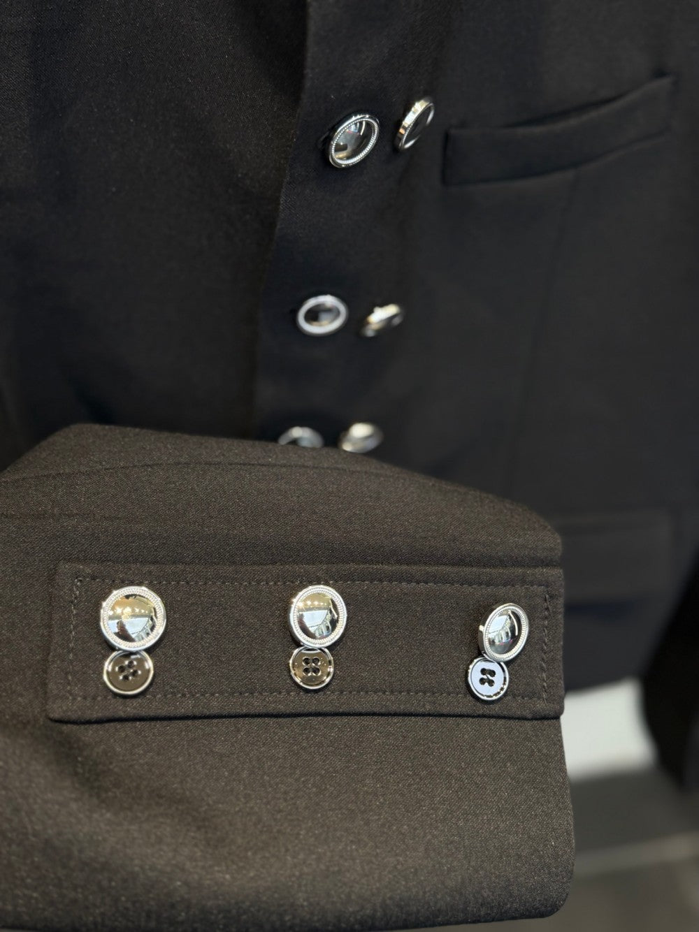 Stand Neck Double-Breasted Metal Button Short Jacket WN27889