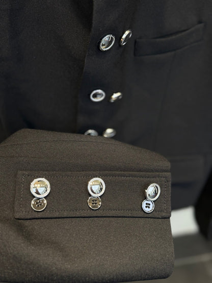 Stand Neck Double-Breasted Metal Button Short Jacket WN27889
