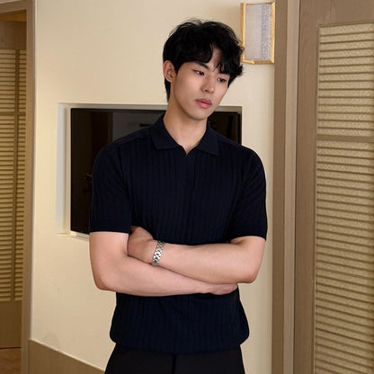 Rib Knit Short Sleeve Polo Shirt WN24951