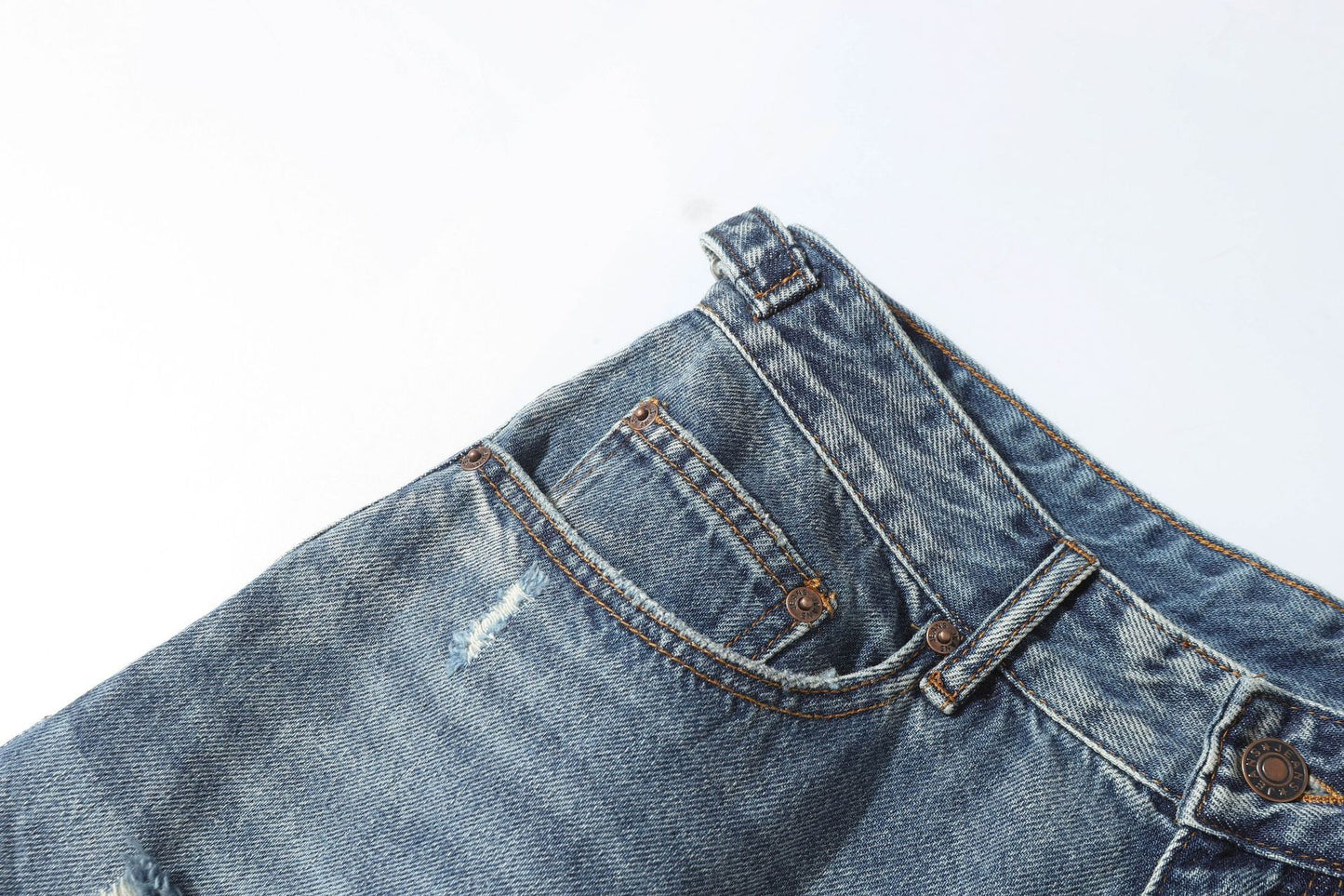 Washed Damage Denim Half Jeans WN26149