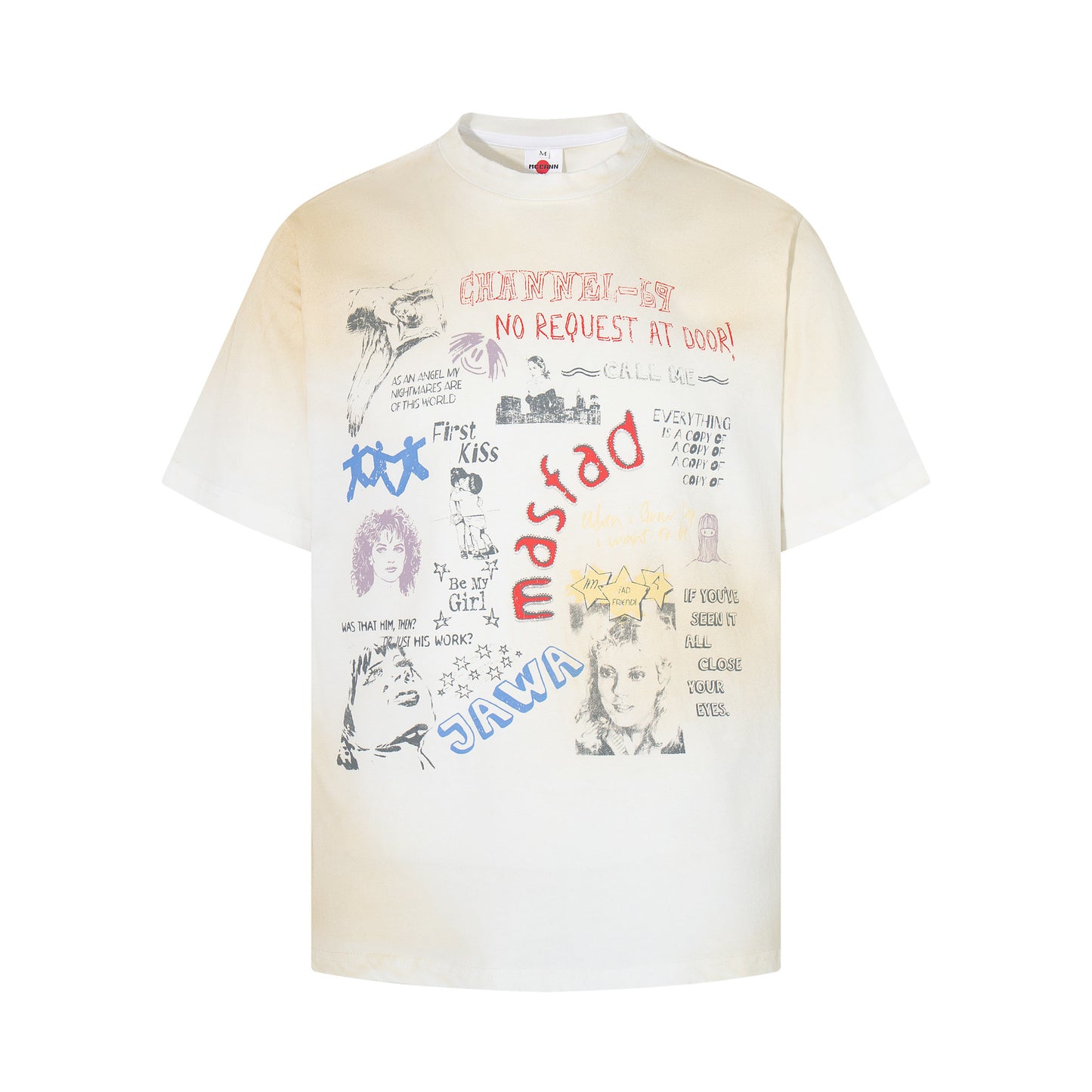 Dirty Dye Illustration Letter Print Short Sleeve T-Shirt WN25381