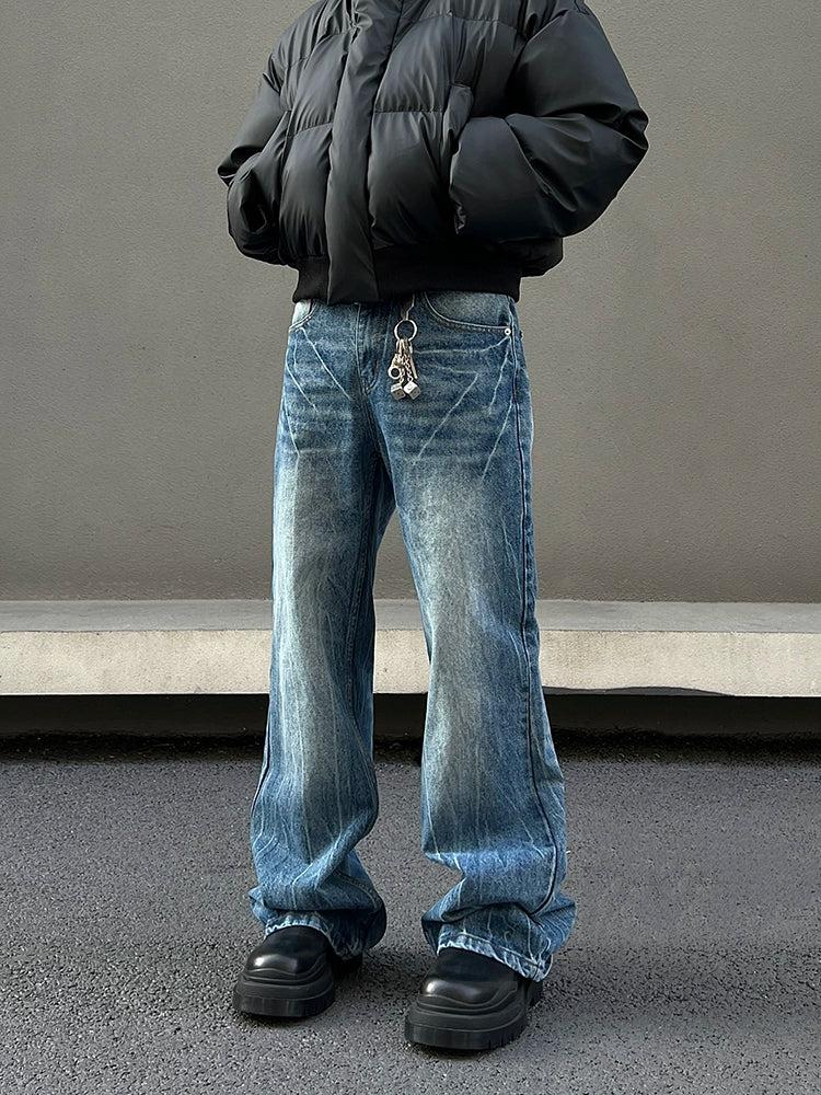 Lightning Pattern Flare Denim Jeans WN19590