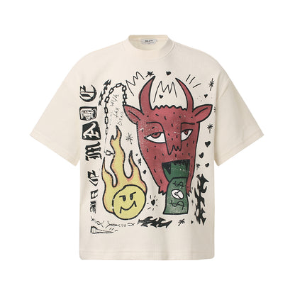 Waffle Graphic Oversize Short Sleeve T-Shirt WN26063