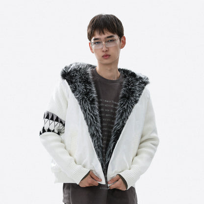 Colorblock Patch Thick Fake Fur-Collar Puffer Jacket WN22121