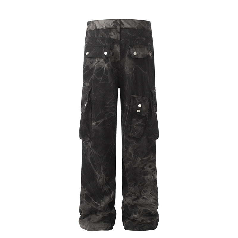 Tie-Dye Multi-Pocket Camouflage Cargo Denim Jeans WN11202